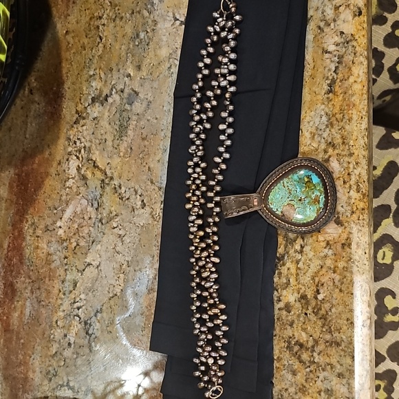 J. FORKS DESIGNS 75 CT ROYSTON TURQUOISE & PEACOCK FRESHWATER PEARL NECKLACE! - Picture 9 of 11